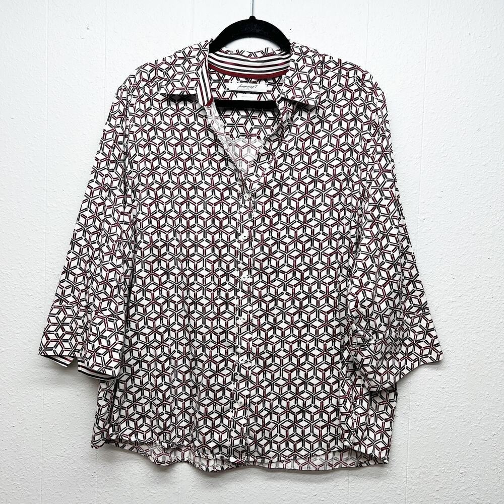 Foxcroft Wrinkle Free Shaped Women Shirt 20W Button Front 3/4 Sleeve Career Work